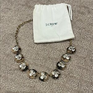 J. Crew Gold and Brown Necklace with Crystal Details